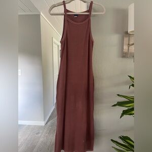 Sleeveless Brown Maxi Dress